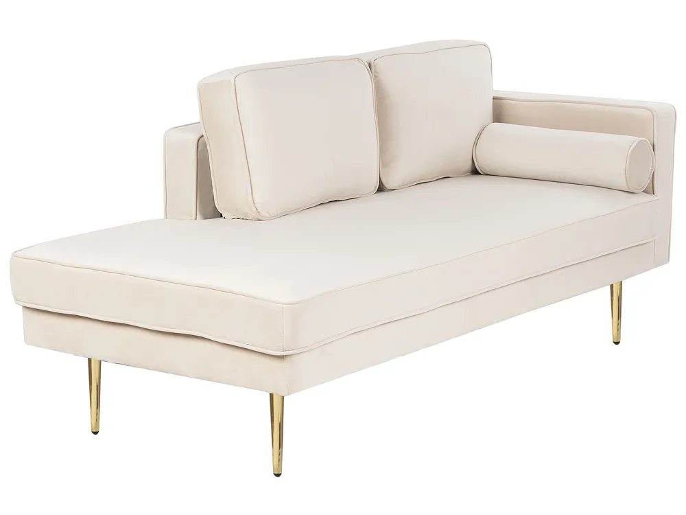 Right-Hand Chaise Longue MIRAMAS Velvet Beige_848686