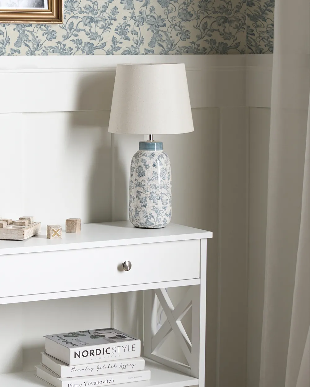 Table Lamp LEMPA Ceramic White/ Blue_1032658