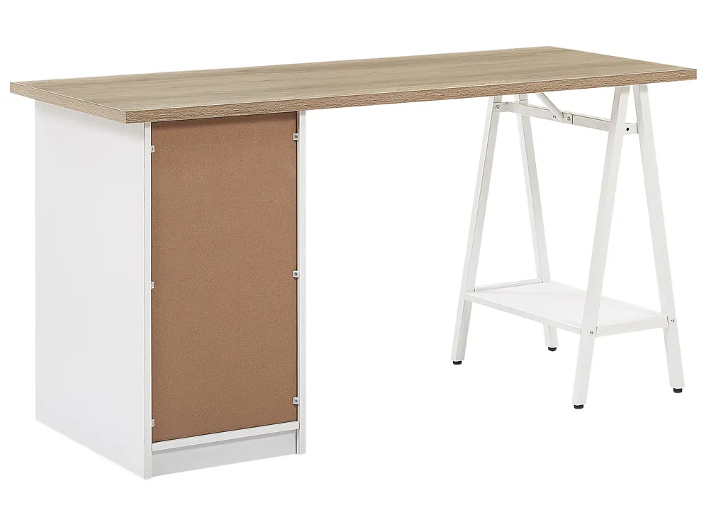 Home Office Desk HEBER 140 cm 60 cm with Drawers Brown/ White_772882