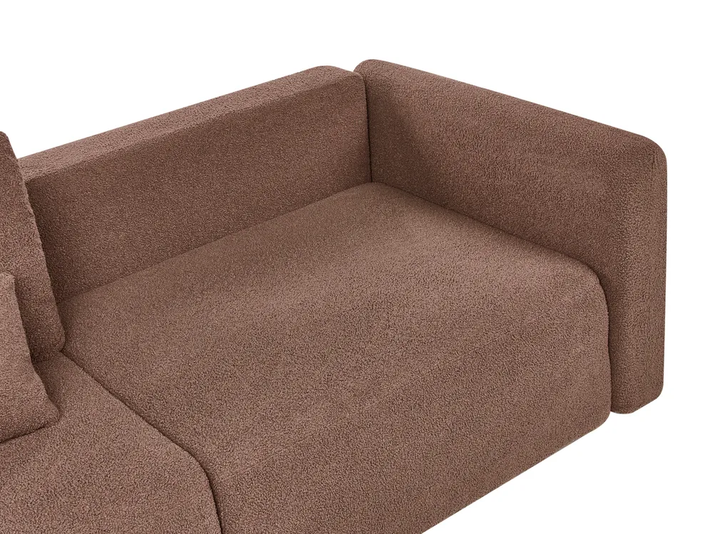 Bäddsoffa 3-sits VAXHOLM med förvaring Bouclé Brun_1026761