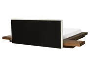 Säng med LED-belysning Bouclé ZEN 160 x 200 cm LED Brun askfanér_931297