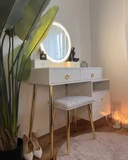 Dressing Table with Mirror and Stool YVES LED White_953223