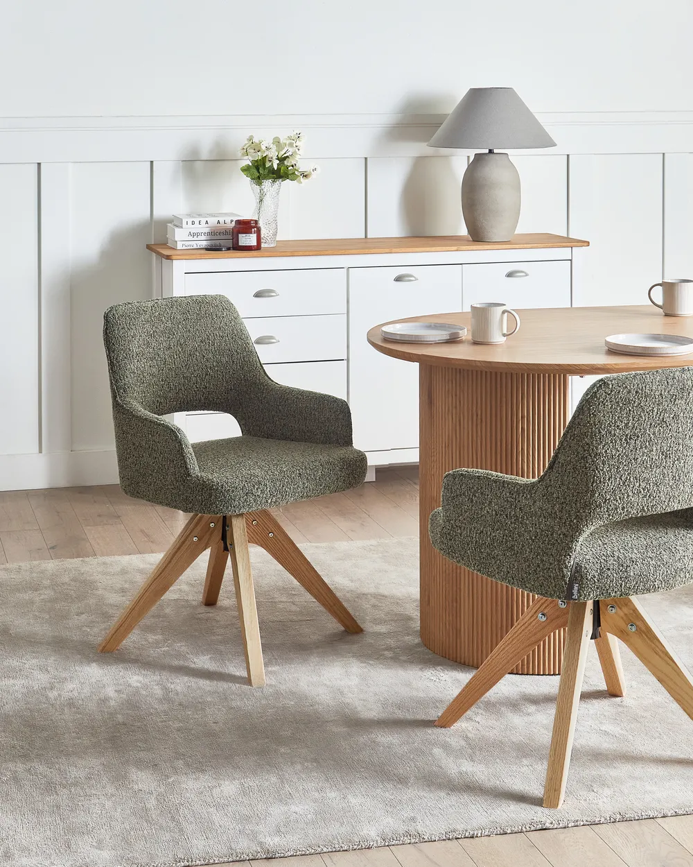 Dining Chair Swivel MORAVIA Boucle Green