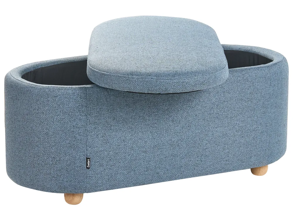 Upholstered Storage Bench HAYWARD Fabric 98 cm Blue_1056514