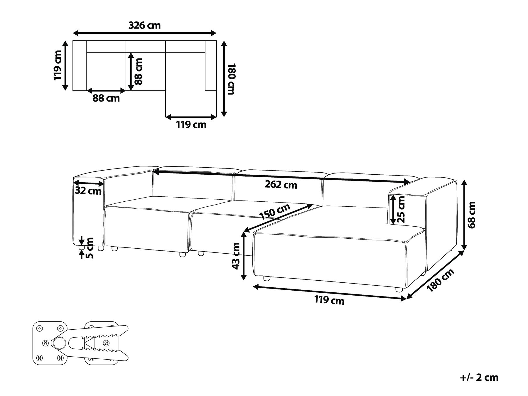 Modular Corner Sofa 4 Seater ARDAL Corduroy Green Left Hand_947372