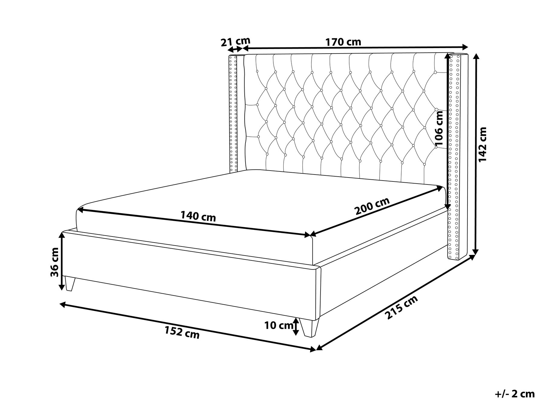 Bed Velvet LUBBON 140 x 200 cm (EU Double) Beige_899025