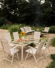 Garden Dining Set 6 Seater CATANIA Metal Beige_1109395