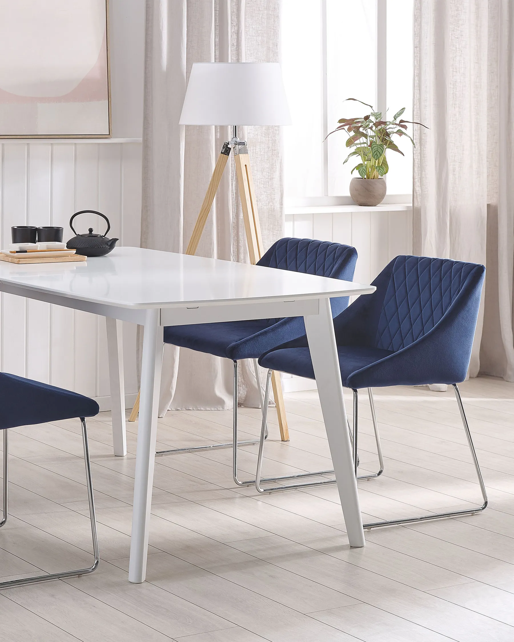 Set med 2 matstolar ARCATA Sammet Marinblå_808595
