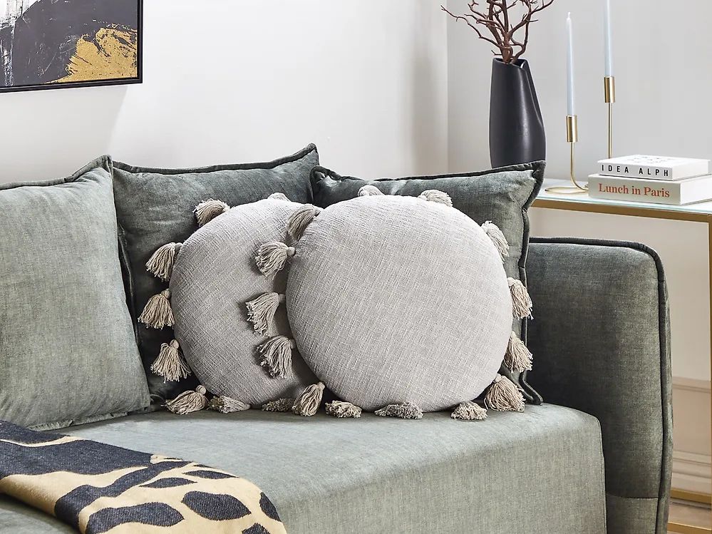 Set of 2 Decorative Cushions MADIA 45 x 45 cm Cotton Grey Solid_1187224