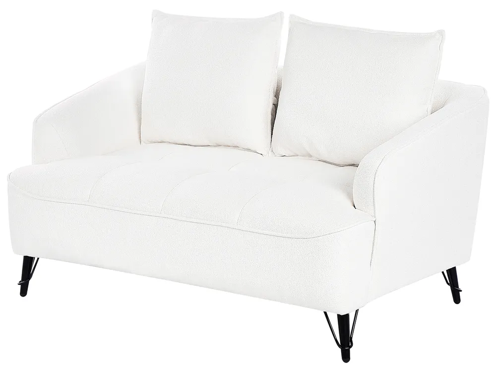 Living Room Set 5 Seater HOBRO Boucle White_948038