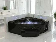 Corner Hot Tub with LED CUYABENO 2110 x 1500 mm Black_1033698