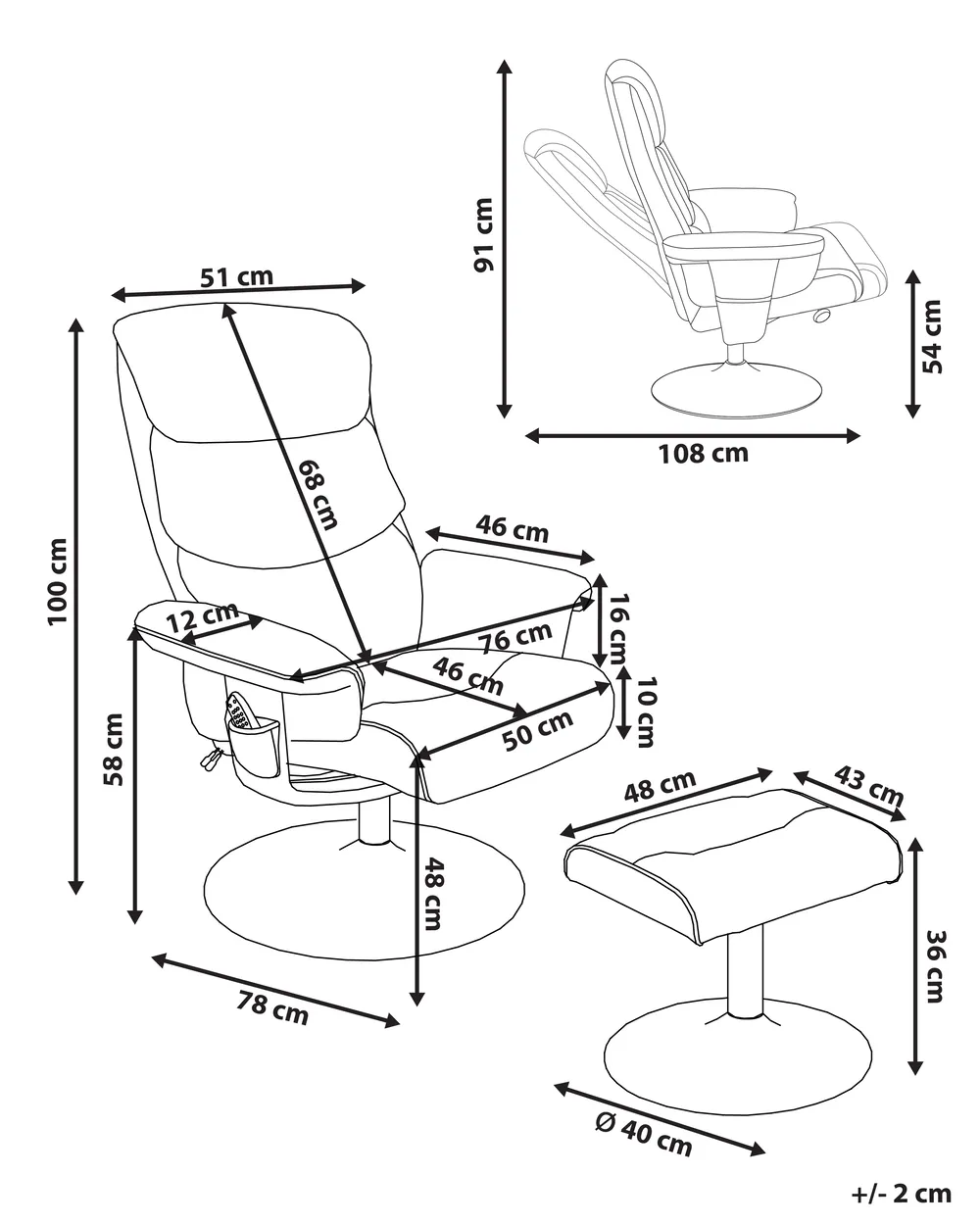 Massage Chair LEGEND with Footstool Faux Leather Black_963878