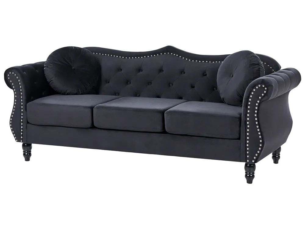 Living Room Set 5 Seater SKIEN Velvet Black_743288