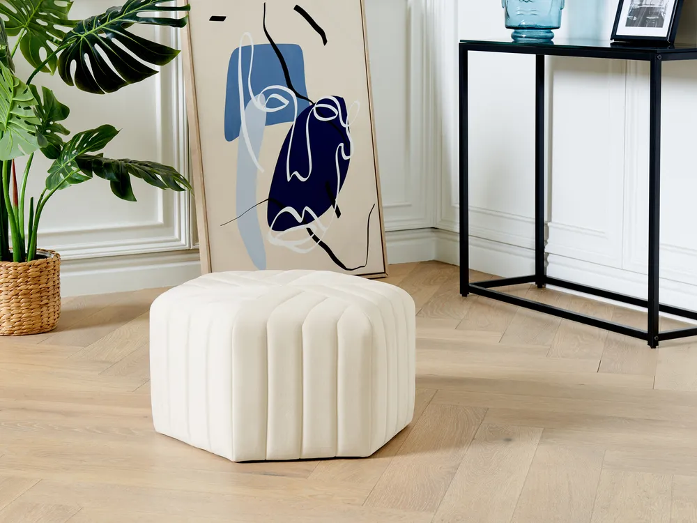 Pouffe MURIETTA Velvet Off-White