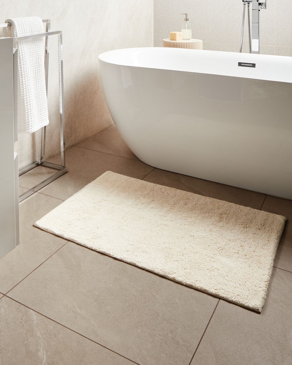 Bath Mat GOELA Off-White 60 x 90 cm Cotton