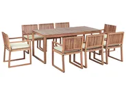 Garden Dining Set 8 Seater SASSARI PREMIUM with Cushions Certified Acacia Wood Light Green_991415