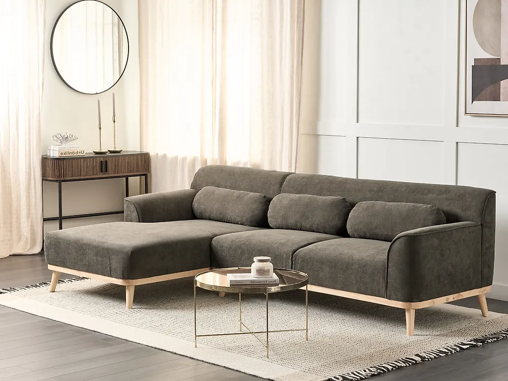 Corner Sofa SIMOS Corduroy Dark Green Right Hand_1183789