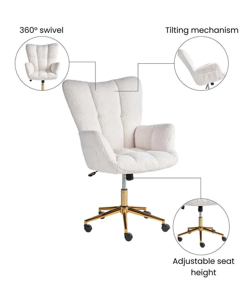 Office Chair OULU Boucle White_1065447
