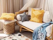 Set of 2 Decorative Cushions RHOEO 45 x 45 cm Cotton Yellow Geometric Pattern_840131