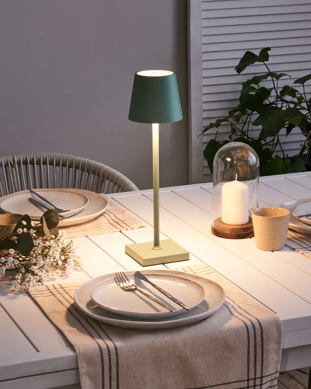 Wireless LED Table Lamp BACEIRO with Dimmer Metal Green
