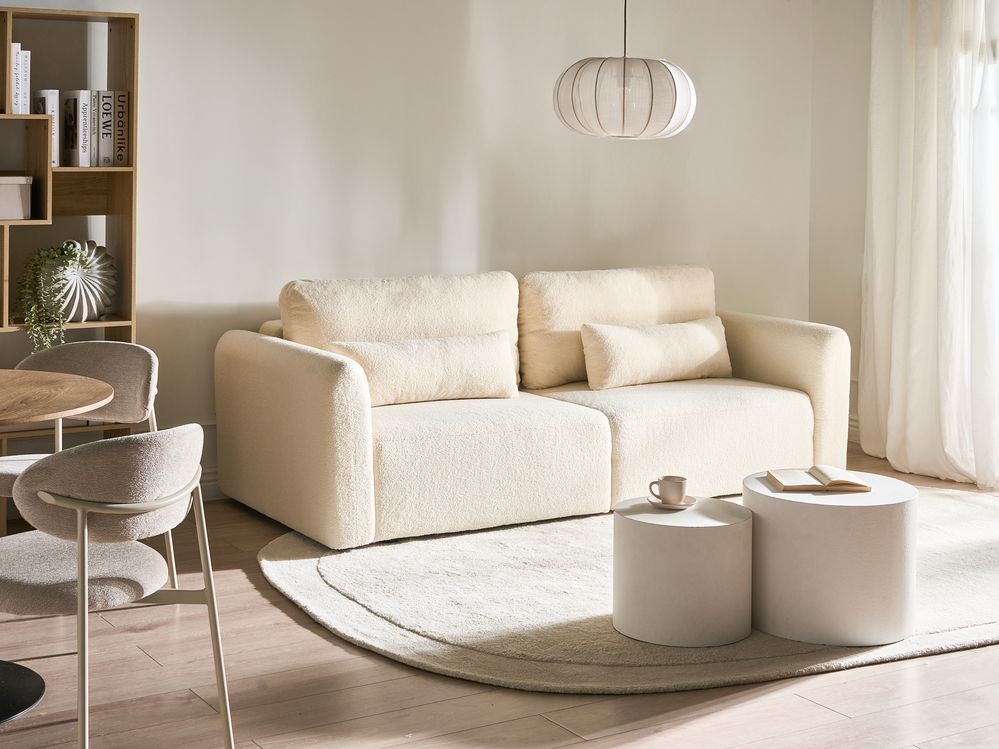 Bäddsoffa 3-sits VAXHOLM med förvaring Bouclé Off-White