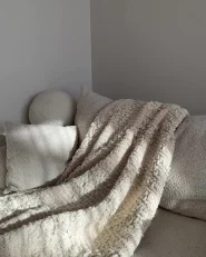 Blanket VELLA Fabric 150 x 200 cm Off-White_976674