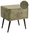 1 Drawer Bedside Table FLAYAT Corduroy Green