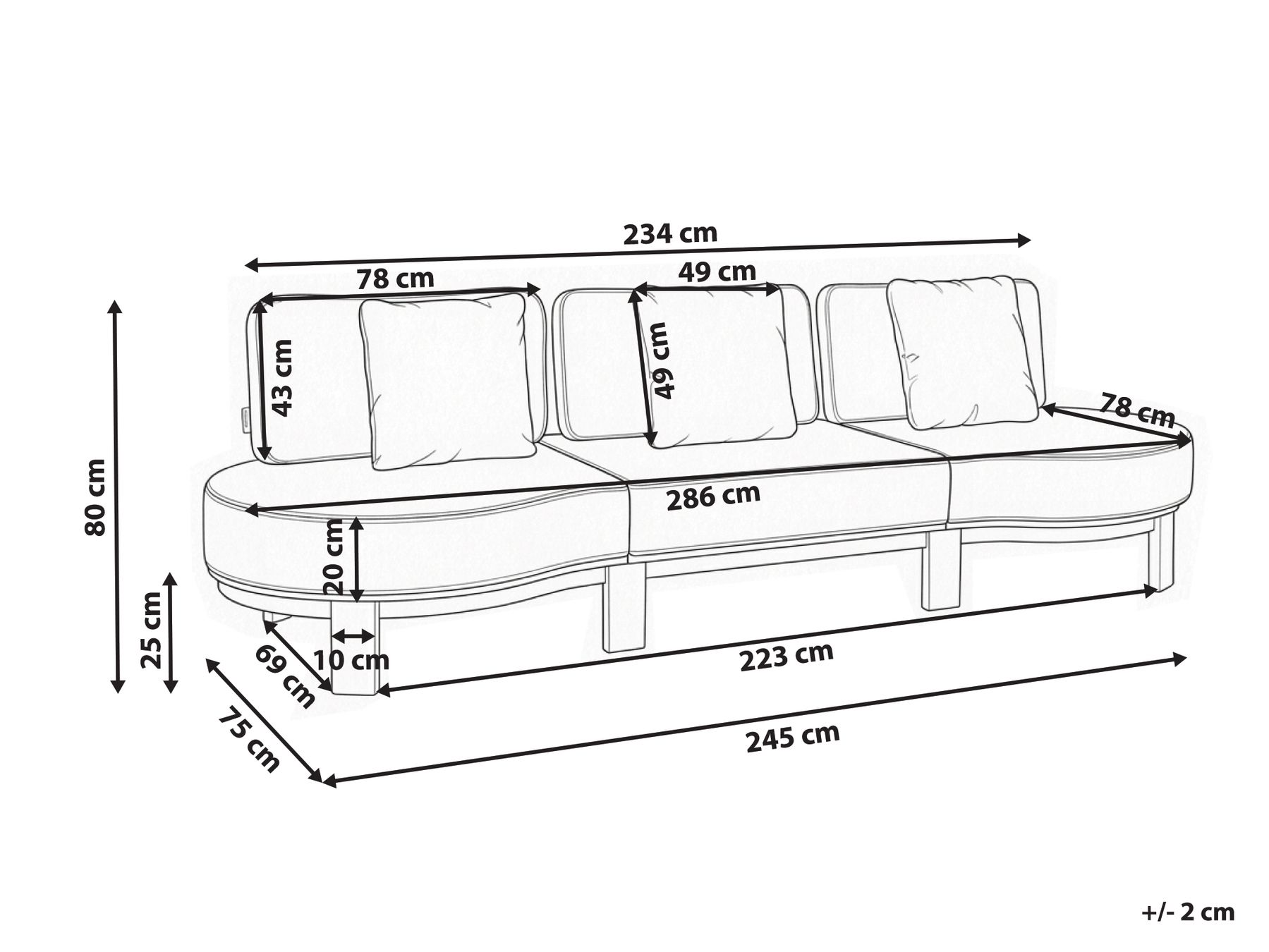 Garden Sofa 3 Seater ARZELLO Acacia Wood Light Brown_1163958