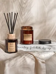 Scented Candle with Fragrance Reed Diffuser DARK ELEGANCE 9 cm Brown_874621
