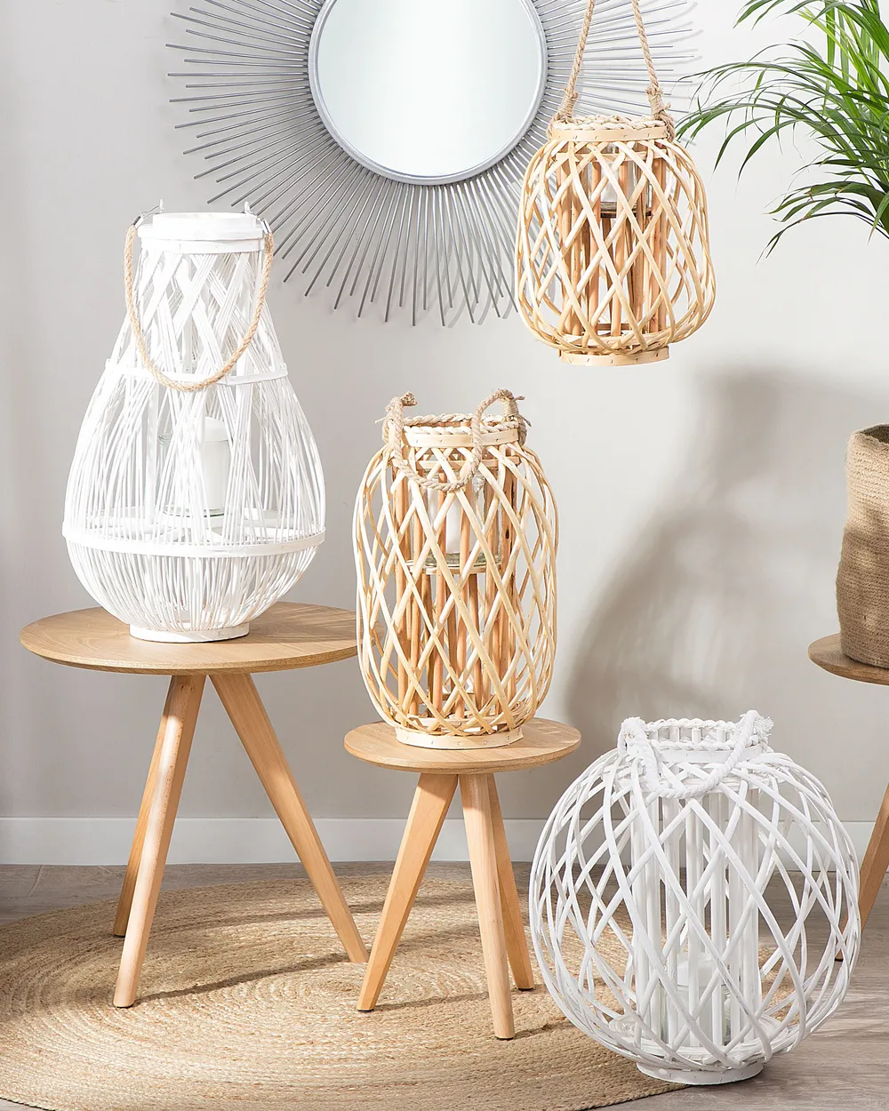 Lantern TONGA 56 cm Bamboo White_858590