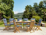 Garden Dining Set 8 Seater MAUI with Cushions Acacia Wood Blue_755804
