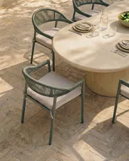 Set of 4 Garden Chairs with Cushions ORMEA Metal Green_1080023