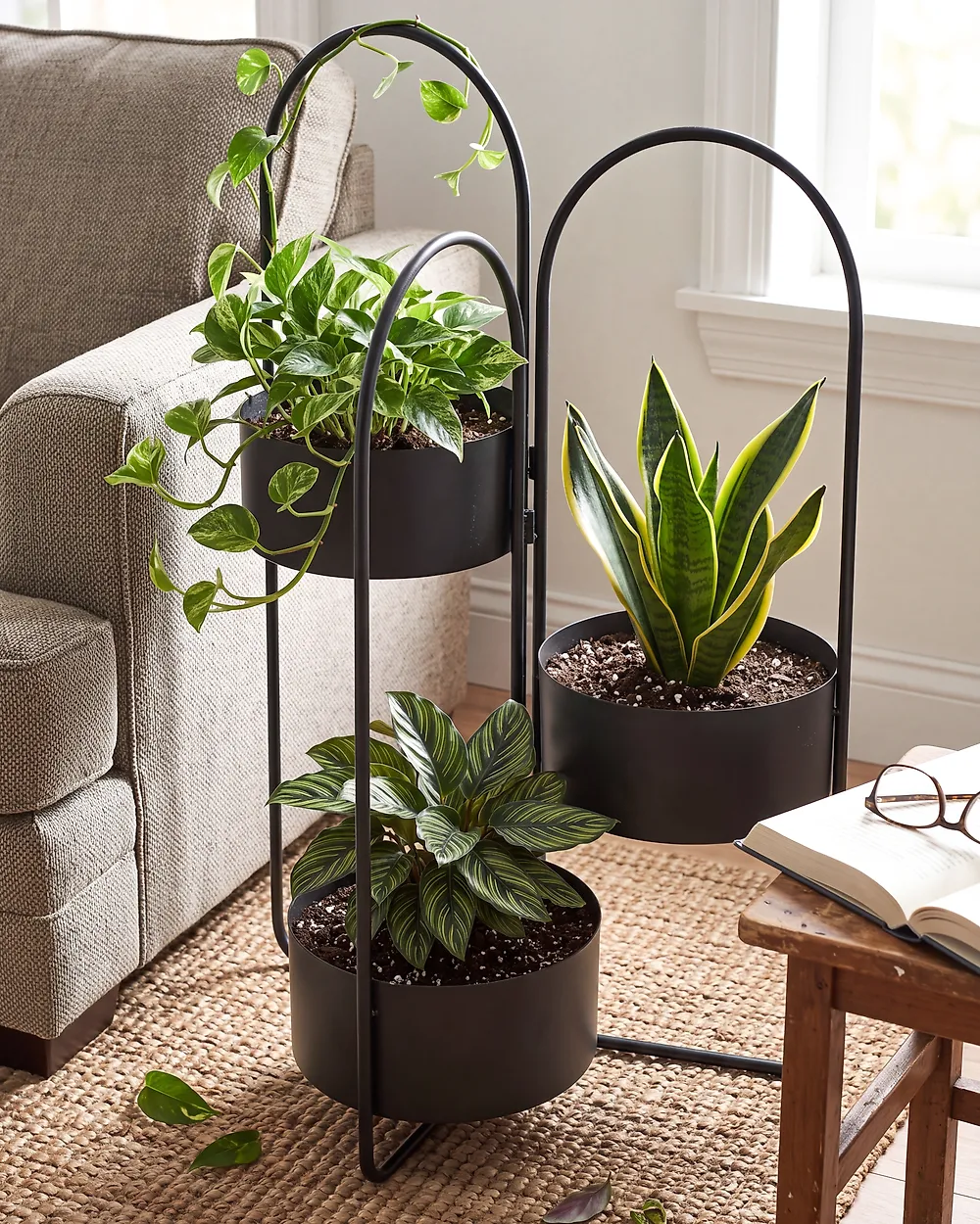 Kukkateline COLUTENA 56 cm Metalli Musta_1178909