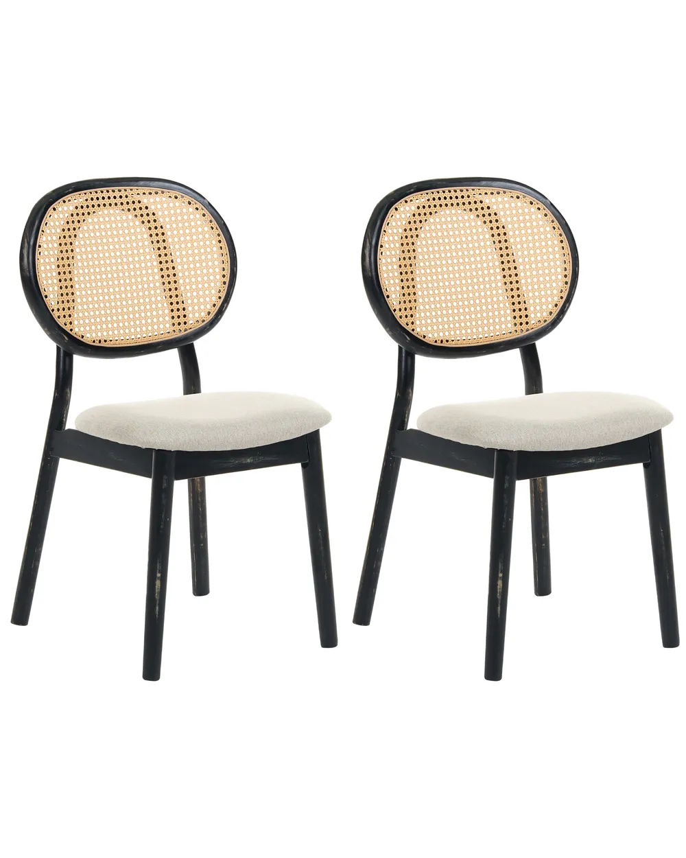 Set of 2 Chairs GAVIOTA Wood Black/ Beige