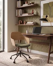 Desk Chair NOVATO Faux Linen Green_1049155