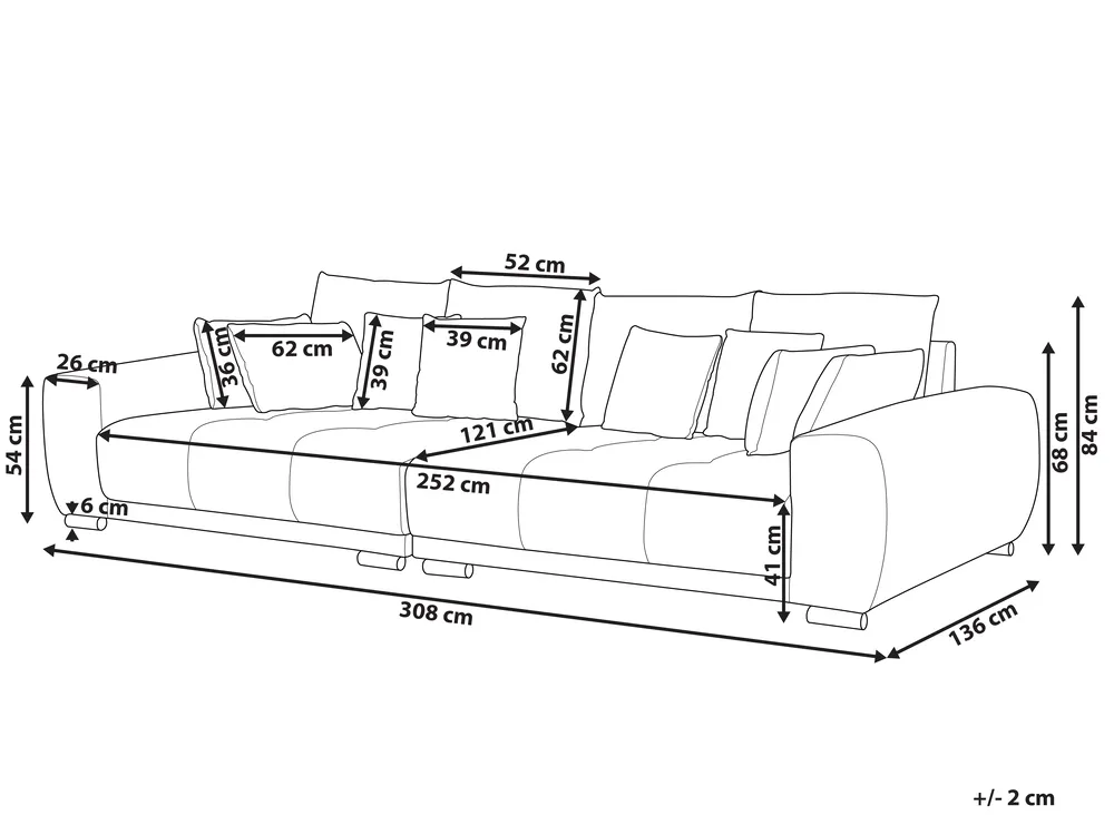 Sofa 4 Seater TORPO Fabric Grey_871728
