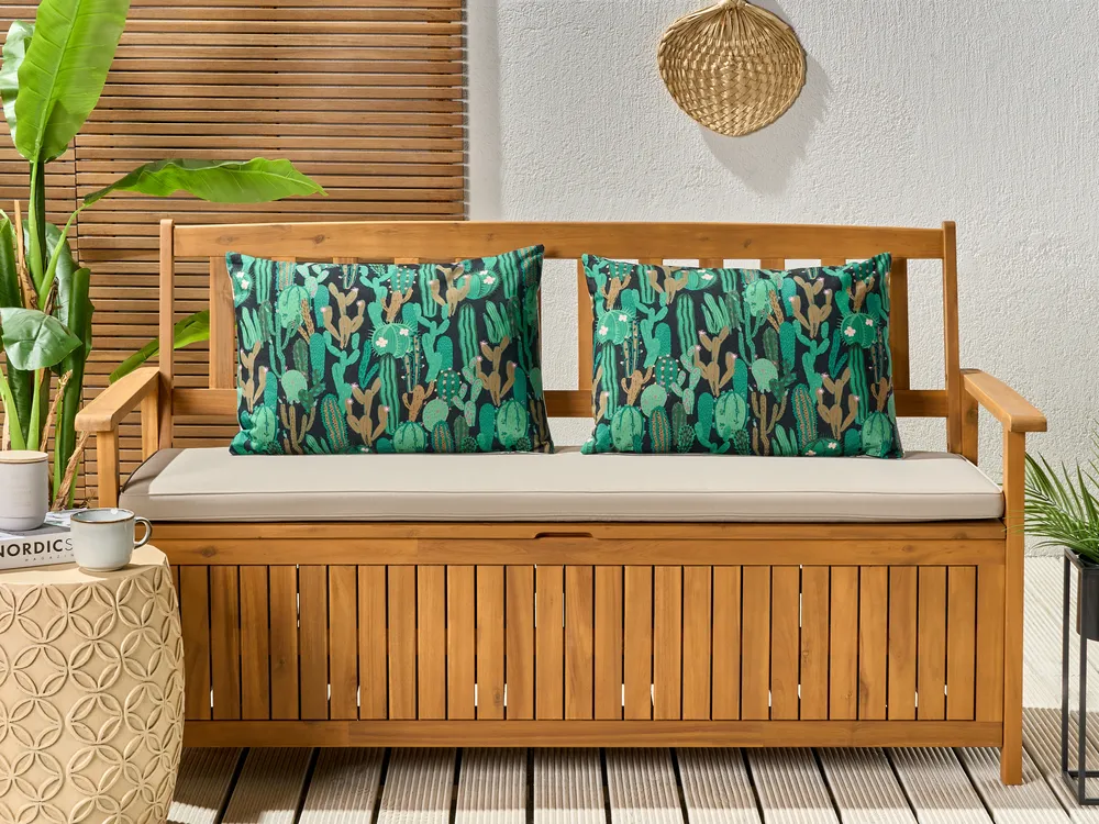 Set of 2 Outdoor Cushions BUSSANA Plant Pattern 40 x 60 cm Green_894853