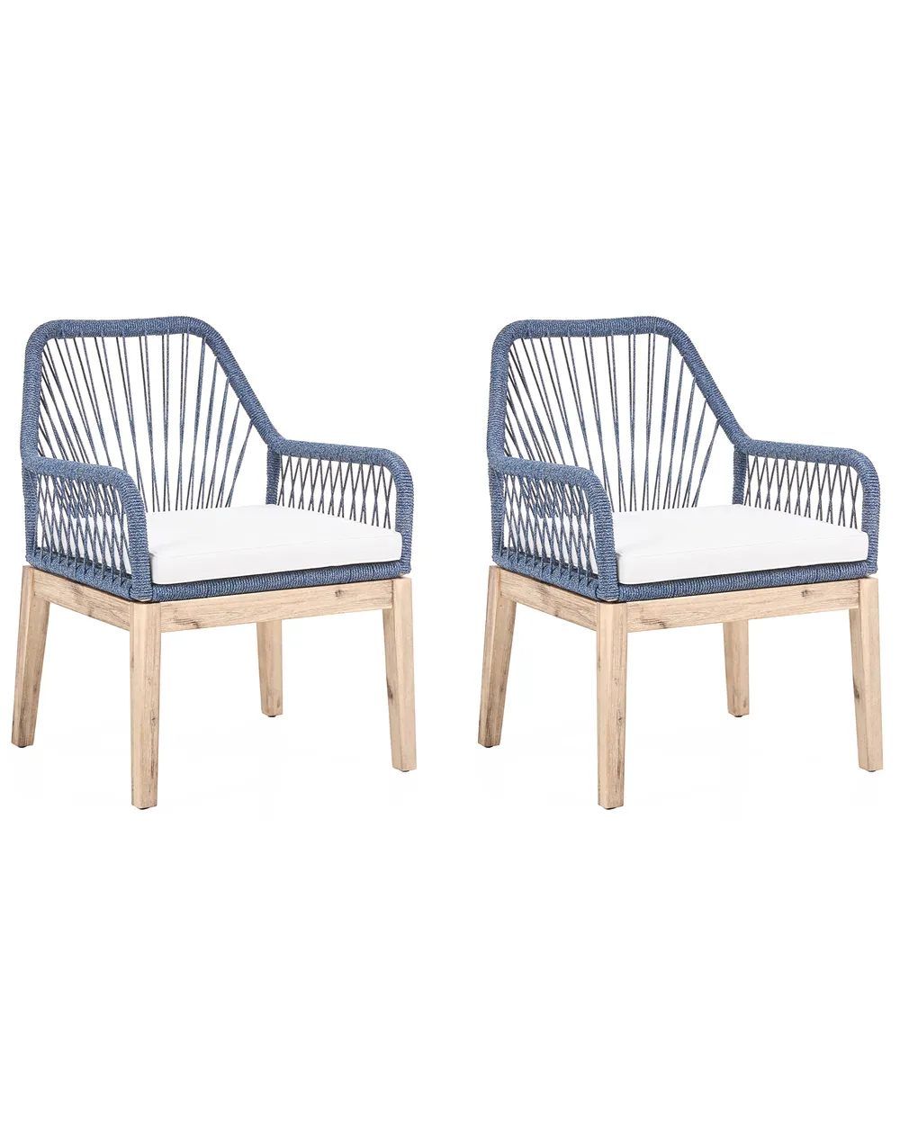 Set of 2 Garden Chairs with Cushions OLBIA Navy Blue