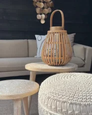 Set of 2 Side Tables UDAY Mango Wood White_999657
