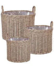 Set of 3 Wicker Planters PENDULA 33/37/45 cm PE Rattan Natural_897142