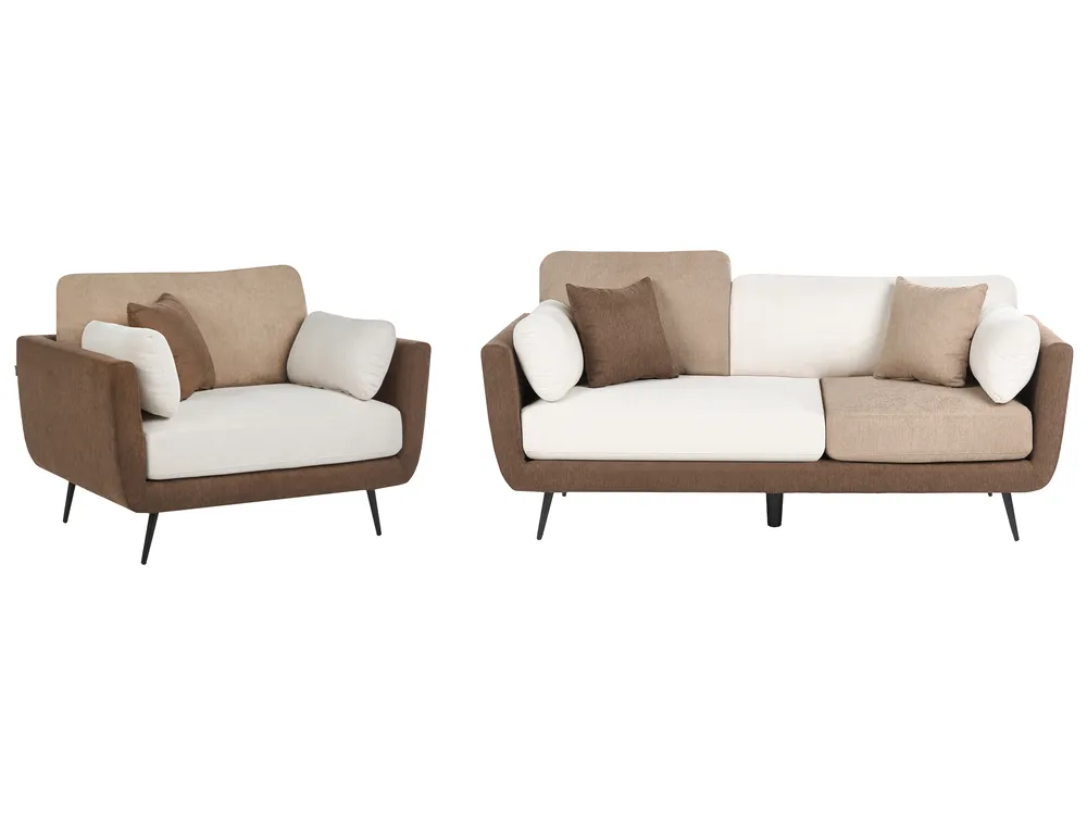 Living Room Set 4 Seater BOLGA Fabric Brown