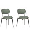 Set of 2 Dining Chairs CASEY Fabric Dark Green