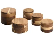 Set med 5 kryddburkar PATISSERIE Akaciaträ Brun_1074657