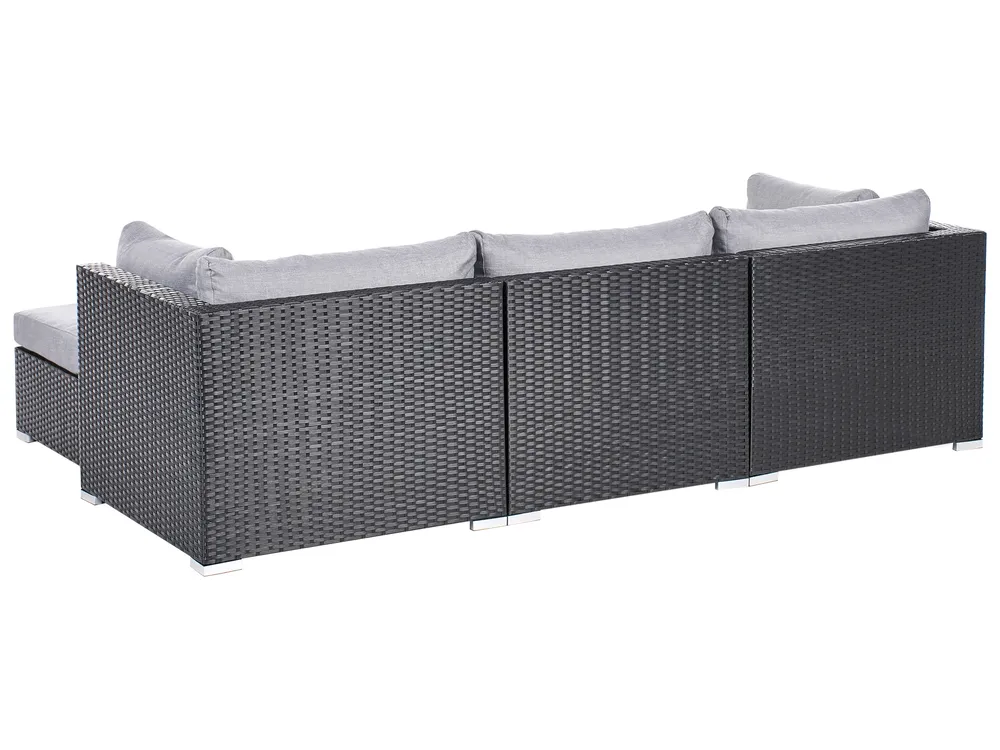 Garden Corner Sofa with Table 4 Seater SANO PE Rattan Black Left Hand_975968