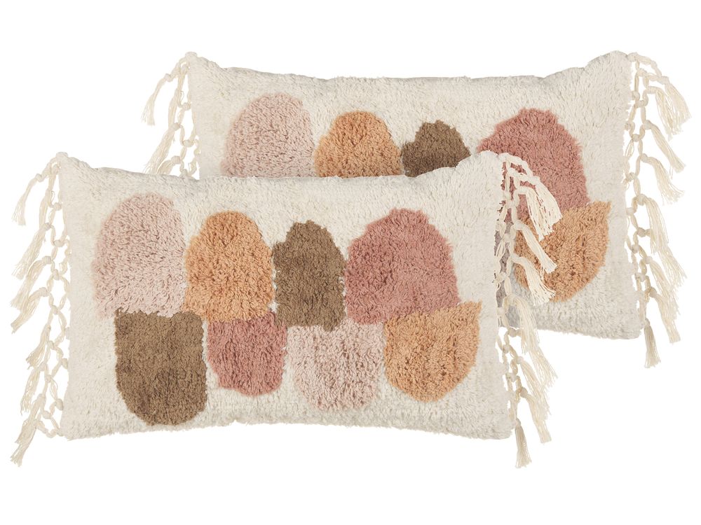 Koristetyynysetti 2 kpl CALTHA 30 x 50 cm Puuvilla Beige Abstrakti kuvio