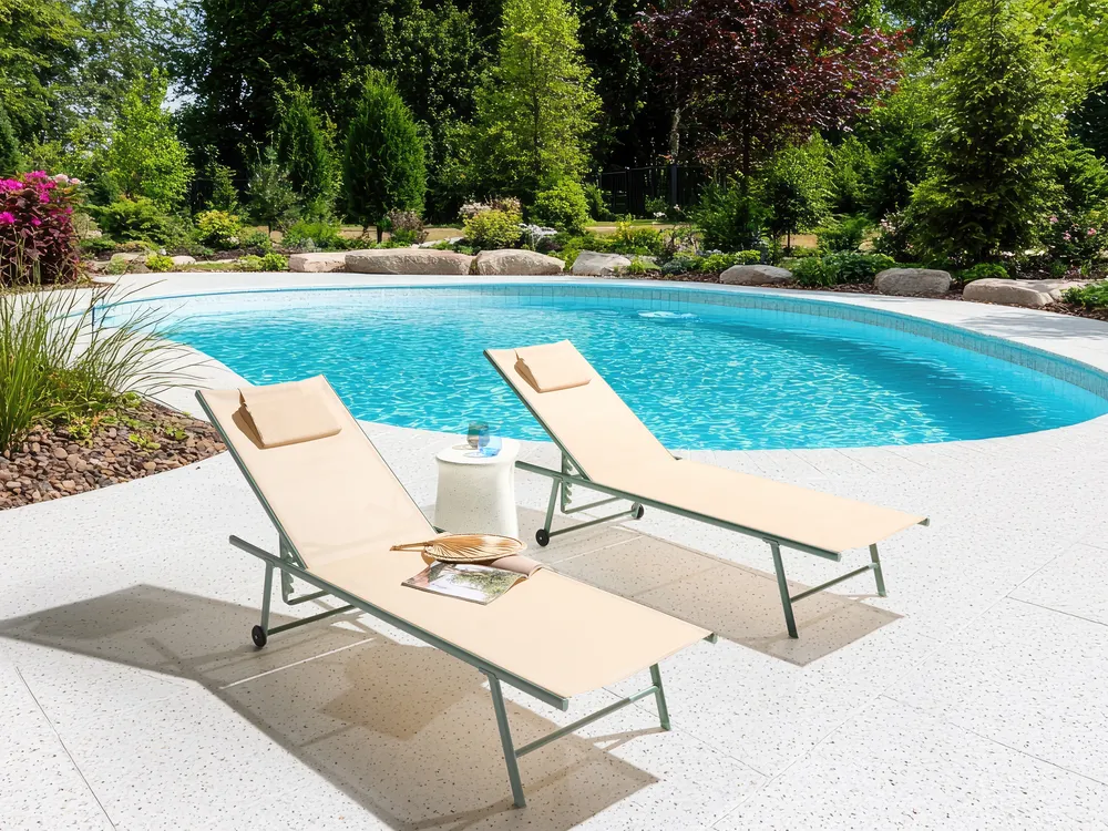 Set of 2 Sun Loungers SORONI Reclining Metal Beige