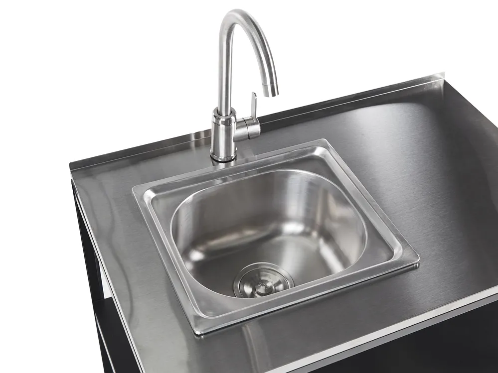 Outdoor Kitchen Island with Sink VILAMA Black Metal_872430