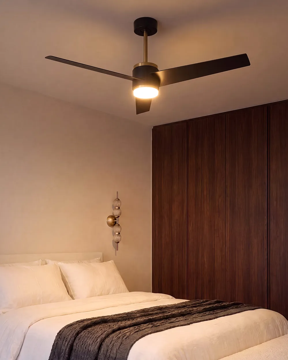 Ceiling Fan with Light TROUT with Remote LED Black