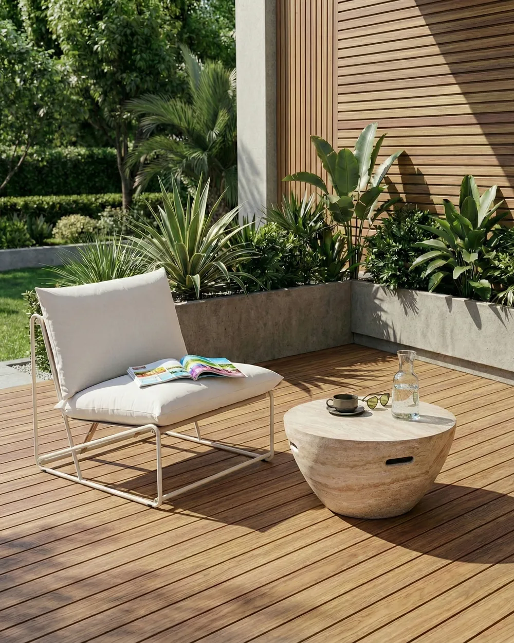 Garden Chair with Cushion PICO Metal Light Beige