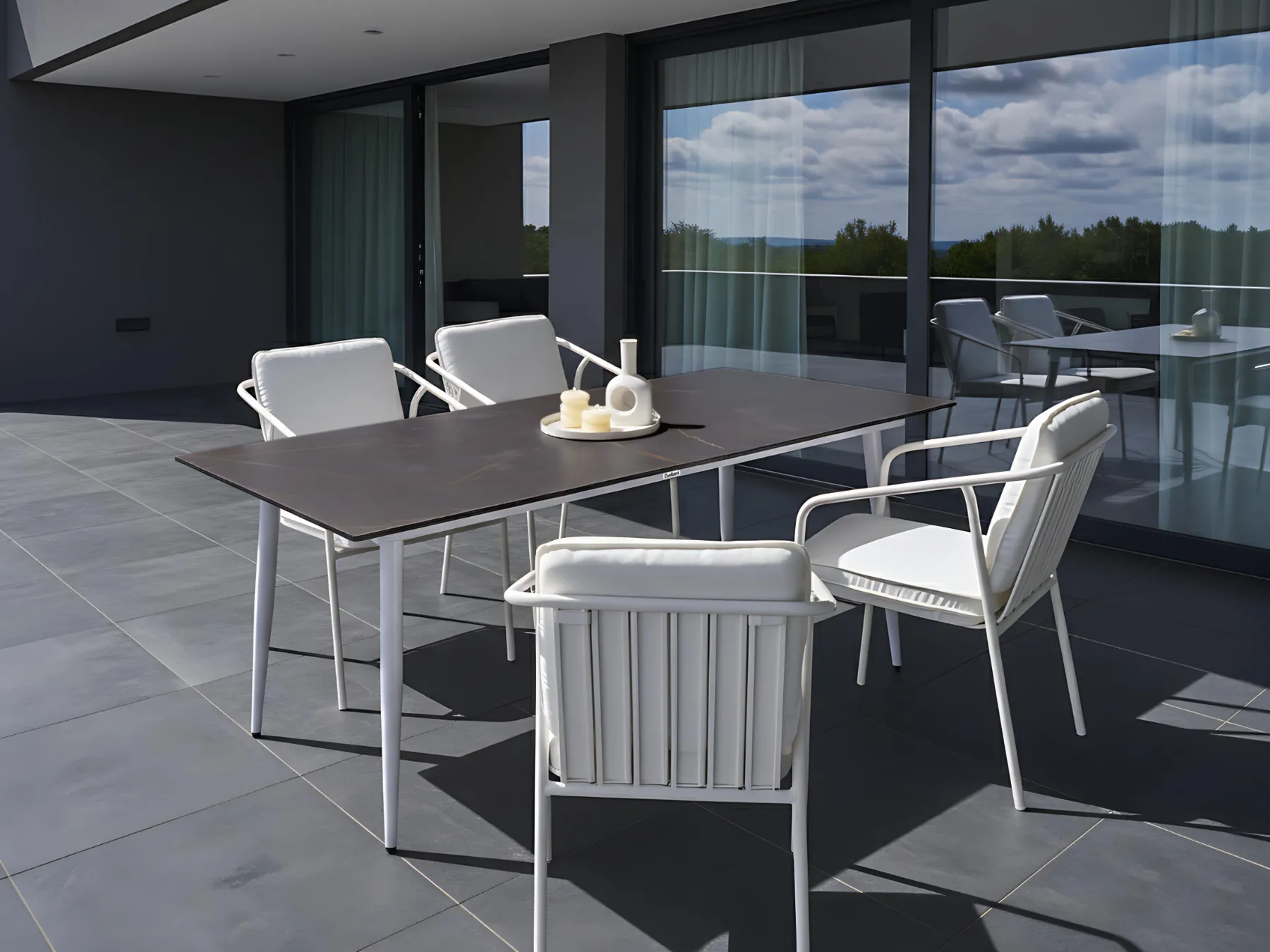 Garden Dining Table TOLENTINO 180 cm 90 cm Marble Effect Grey Marble_1029888